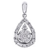 14K White Gold Baguette Diamond Teardrop Statement Cluster Pendant Charm 1/2 CT.