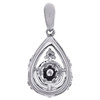 14K White Gold Baguette Diamond Teardrop Statement Cluster Pendant Charm 1/2 CT.