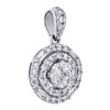 14K White Gold Baguette Diamond Cluster Halo Tiered Pendant 0.65" Charm 3/8 CT.