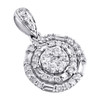 14K White Gold Baguette Diamond Cluster Halo Tiered Pendant 0.65" Charm 3/8 CT.
