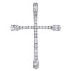 14K White Gold Baguette Diamond Cluster Cross Pendant 1.50" Slide  Charm 3/4 CT.