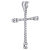 14K White Gold Baguette Diamond Cluster Cross Pendant 1.50" Slide  Charm 3/4 CT.