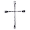 14K White Gold Baguette Diamond Cluster Cross Pendant 1.50" Slide  Charm 3/4 CT.