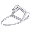 14K White Gold Baguette Diamond Geometric Cluster Band Open Sqaure Ring 1/10 CT.