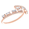 14K Rose Gold Round & Baguette Diamond Bypass Statemenet Stackable Ring 1/3 CT.
