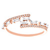 14K Rose Gold Round & Baguette Diamond Bypass Statemenet Stackable Ring 1/3 CT.