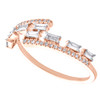 14K Rose Gold Round & Baguette Diamond Bypass Statemenet Stackable Ring 1/3 CT.