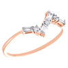 14K Rose Gold Round & Baguette Cut Diamond Zig Zag Band Stackable Ring 1/6 CT.