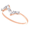 14K Rose Gold Round & Baguette Cut Diamond Zig Zag Band Stackable Ring 1/6 CT.