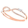 14K Rose Gold Baguette Diamond Split Wedding Band Offset Infinity Ring 1/6 CT.