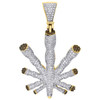 10K Yellow Gold Real White & Red Diamond Marijuana Leaf 1.90" Weed Charm 1.66 CT