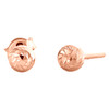 Genuine 14K Solid Rose Gold 4mm Diamond Cut Textured Ball Stud Post Earrings