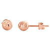 Genuine 14K Solid Rose Gold 5mm Diamond Cut Textured Ball Stud Post Earrings