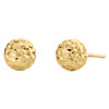 Ægte 14 karat massivt gult guld 6 mm diamantslebne teksturerede kuglestift-øreringe