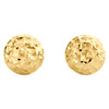 Genuine 14K Solid Yellow Gold 6mm Diamond Cut Textured Ball Stud Post Earrings