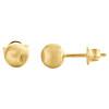 Genuine 14K Solid Yellow Gold 6mm Linen Mirror Textured Ball Stud Post Earrings