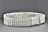 4 Row Diamond Bracelet .925 Sterling Silver Mens White Finish Round Cut 8.5 Inch