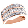 14K Rose Gold Real Round Diamond Wedding Band Ladies 11mm Channel Set Ring 2 CT.