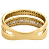 anillo de bodas de oro amarillo de 14 k con racimo de diamantes baguette de 7,5 mm, banda paralela de 3/4 ct