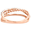 14K Rose Gold Baguette Cut Diamond Crossover Beaded Wedding Band 6mm Ring 1/3 CT