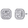 14K White Gold Baguette Diamond Milgrain Halo Frame Stud 8.50mm Earrings 3/8 CT.