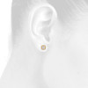 14K Yellow Gold Baguette Diamond Milgrain Halo Frame Stud 9mm Earrings 3/8 CT.