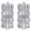 14K White Gold Round & Baguette Diamond Halo Design Fancy Hoop Earrings 1.62 CT.