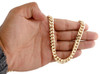 Mens 1/20th Bonded 10K Yellow Gold 9mm Hollow Miami Cuban Chain Necklace 26"