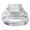 Diamond Engagement Wedding Ring 14K White Gold 2 Piece Bridal Set 1.50 Tcw
