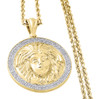 10K Yellow Gold Diamond Round Medallion Medusa Men's Pendant 1.65" 0.50 Ct.