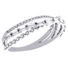 14K White Gold Baguette Diamond Crossover Beaded Wedding Band 6mm Ring 1/3 CT