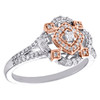 14K Two Tone Gold Round Diamond Square Bypass Flower Engagement Ring 1/3 CT.