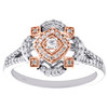 14K Two Tone Gold Round Diamond Square Bypass Flower Engagement Ring 1/3 CT.