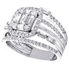 14K White Gold Round & Baguette Diamond Crossover Square Engagement Ring 1 CT.