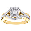 14K Yellow Gold Round & Baguette Diamond Infinity Bypass Engagement Ring 3/4 CT.