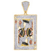 10K Yellow Gold Real Diamond Pendant Royal King Poker 1.90" Pave Charm 1.25 CT.