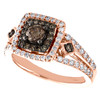 14K Rose Gold 1/3 Ct Solitaire Brown Diamond Split Shank Engagement Ring 1 TCW.