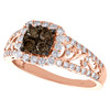 10K Rose Gold Brown Diamond Square Halo Filigree Right Hand Cocktail Ring 1 CT.