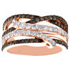 14K Rose Gold Brown Diamond Crossover Cocktail Ring Anniversary Band 1.25 CT.