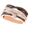 14K Rose Gold Brown Diamond Crossover Cocktail Ring Anniversary Band 1.25 CT.