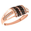 10K Rose Gold Brown Diamond Domed Rectangle Cocktail Right Hand Ring 1/3 CT.