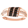 10K Rose Gold Brown Diamond Domed Rectangle Cocktail Right Hand Ring 1/3 CT.