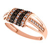 10K Rose Gold Brown Diamond Domed Rectangle Cocktail Right Hand Ring 1/3 CT.