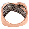10K Rose Gold Brown Diamond Crossover Anniversary Band Right Hand Ring 1 CT.