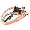 10K Rose Gold Brown Diamond Crossover Bypass Cocktail Right Hand Ring 0.25 CT.