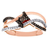 10K Rose Gold Brown Diamond Crossover Bypass Cocktail Right Hand Ring 0.25 CT.