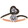 10K Rose Gold Brown Diamond Bypass Heart & Flower Cocktail Fashion Ring 0.20 CT.