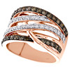 14K Rose Gold Brown Diamond Crossover Cocktail Ring Anniversary Band 1.33 CT.