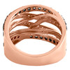 14K Rose Gold Brown Diamond Crossover Cocktail Ring Anniversary Band 1.33 CT.