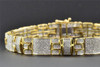 10K Yellow Gold Mens Genuine Diamond Link Bracelet Round Pave Set 8.5" 2.81 Ct.